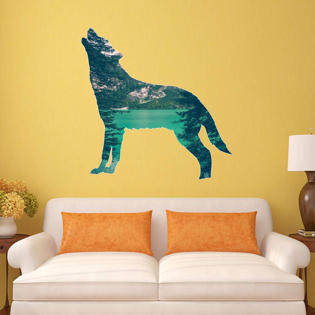 Vwaq Howling Wolf Wall Art Decal Peen And Stick Animal Sticker Natur