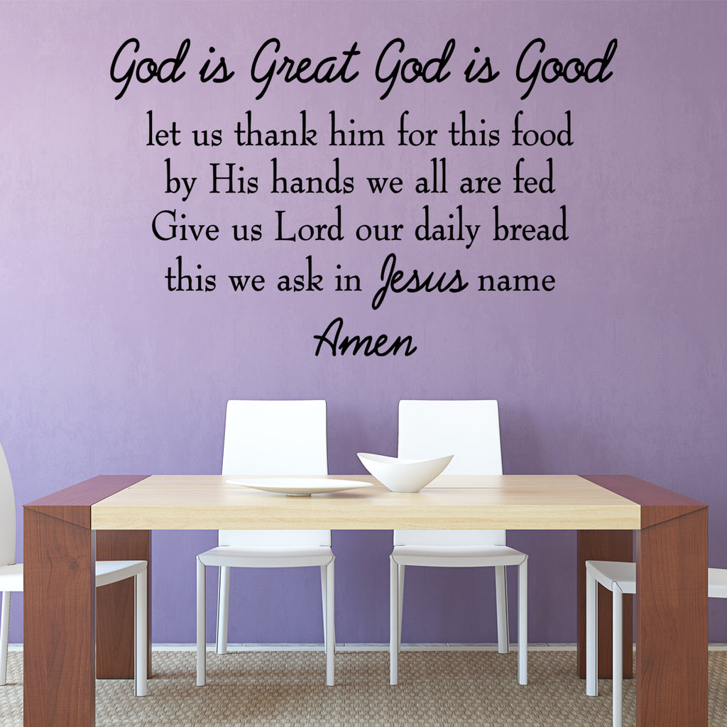 VWAQ God is Great God is Good Let Us Thank Him For This Food Wall Decal ...