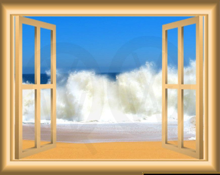 Ocean Waves Window Frame Peel And Stick Vinyl Wall Decal Vwaq 