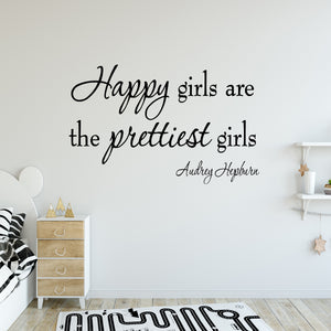 Happy Girls Are The Prettiest Girls Audrey Hepburn Wall Art Decal