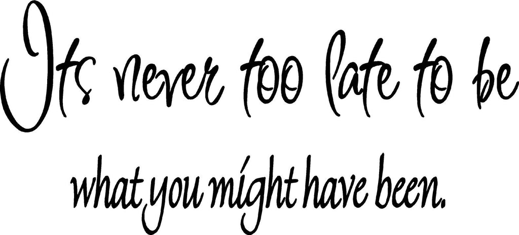 It S Never Too Late To Be What You Might Have Been Inspirational Wall Quote Wall Decal
