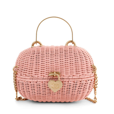Chanel Pink Wicker Love Basket Runway Bag