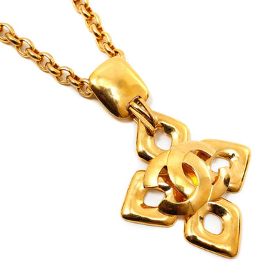 Chanel Gold Quatrefoil CC Cross Necklace