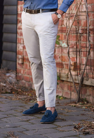 daniel hechter slim fit chino in light grey, the perfect office piece for a smart casual business attire