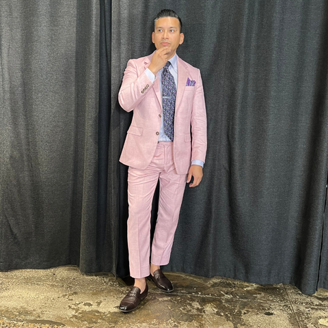 light pink mens suit for the races