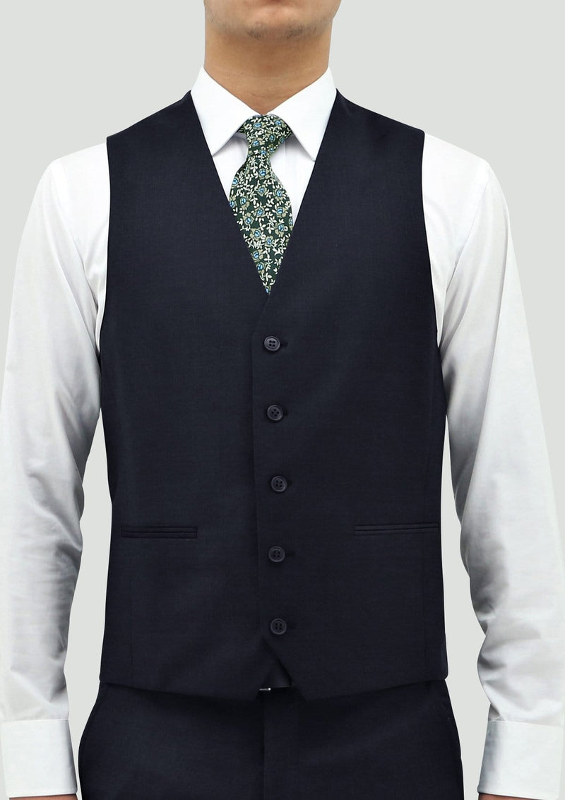 Boston classic fit ryan vest in navy pure wool – Mens Suit Warehouse ...