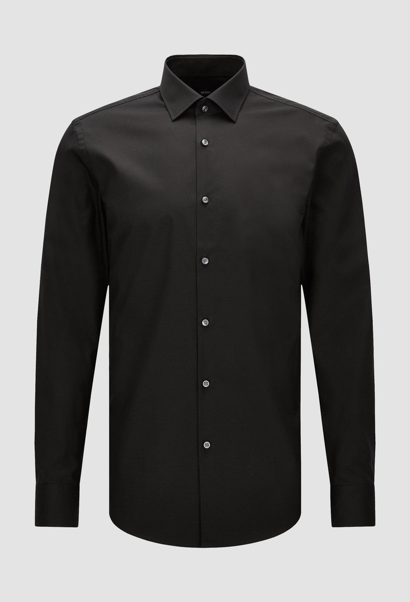 Hugo Boss slim fit jenno business shirt in black cotton poplin – Mens ...
