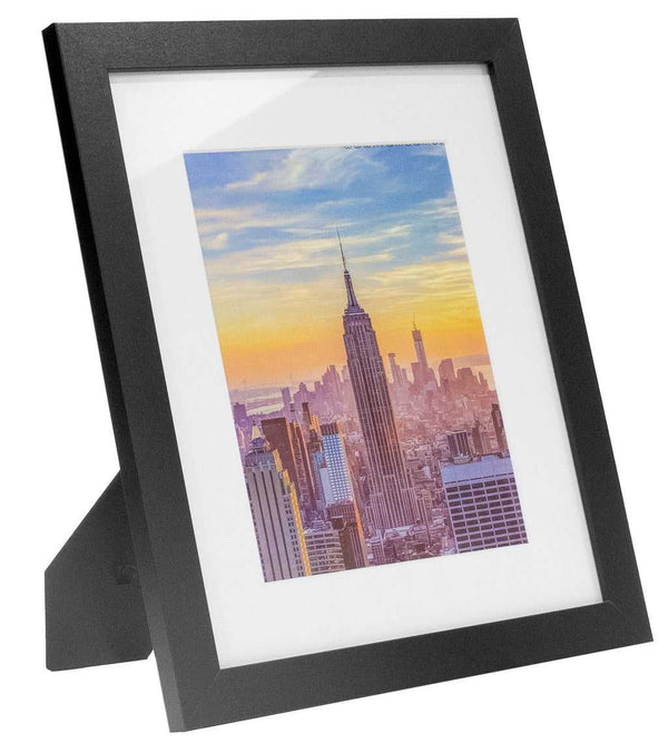 Elegant Black or White with gold matting and Gold Picture Frame for 4x6  Photo with Double Matting - Three interchangeable mats for custom layout.  Overall size is 11.5 x 9