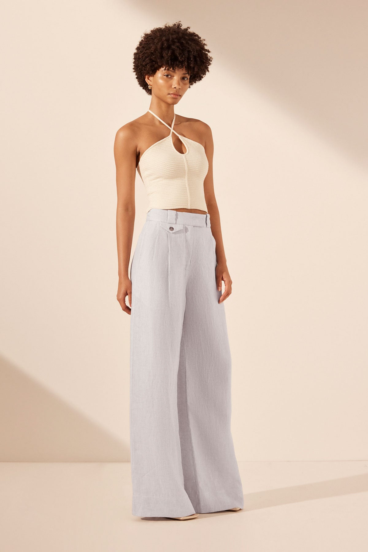 BRISA TAILORED WIDE LEG PANT - ICE BLUE