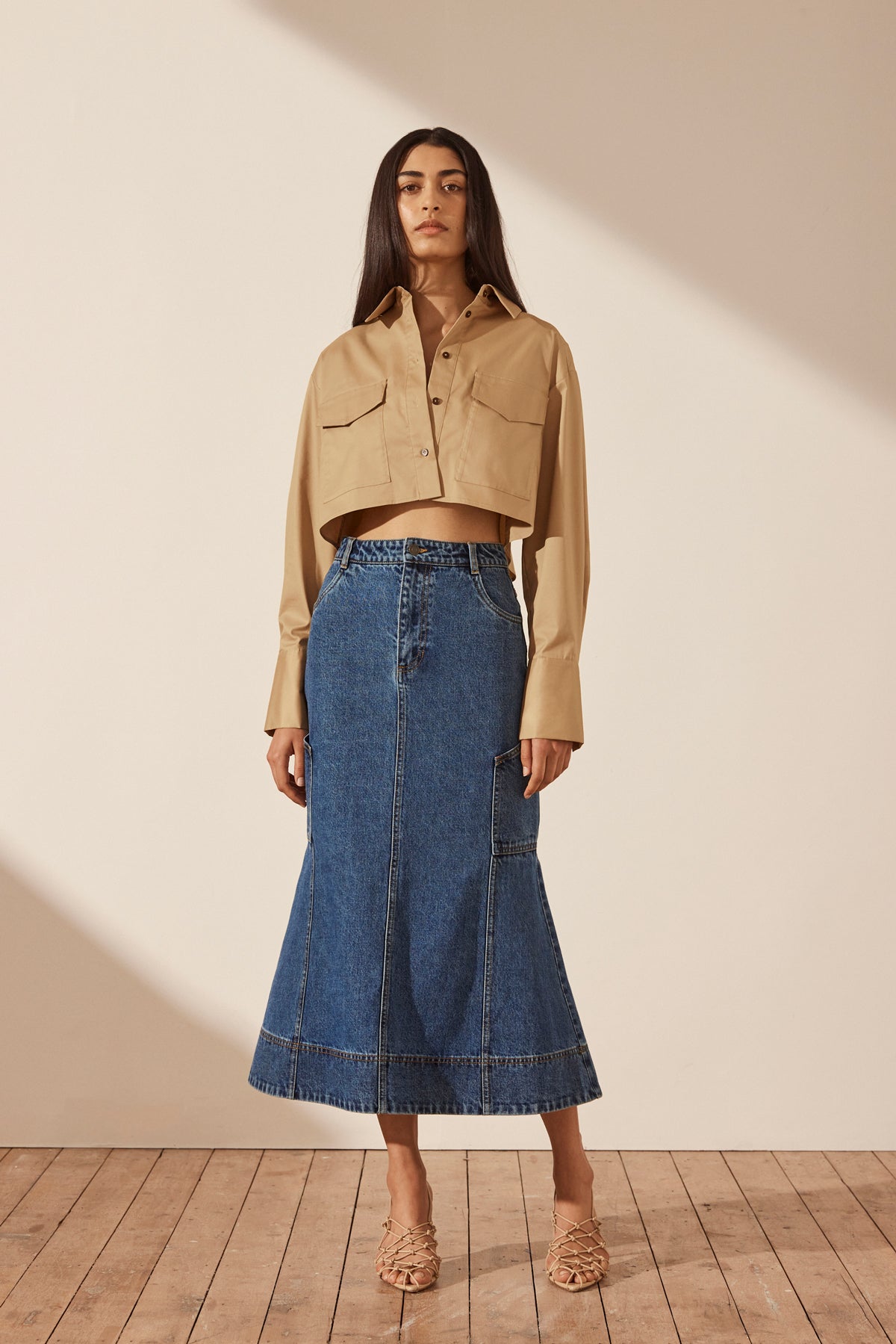 TOVERE FLARED PANELLED MIDI SKIRT