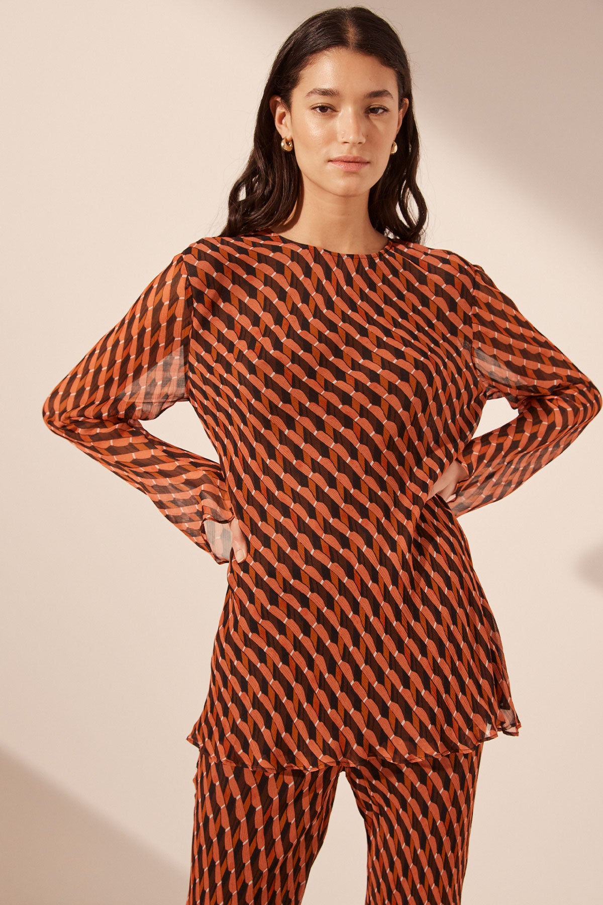 MARTINA FLARED SLEEVE BIAS CUT TOP