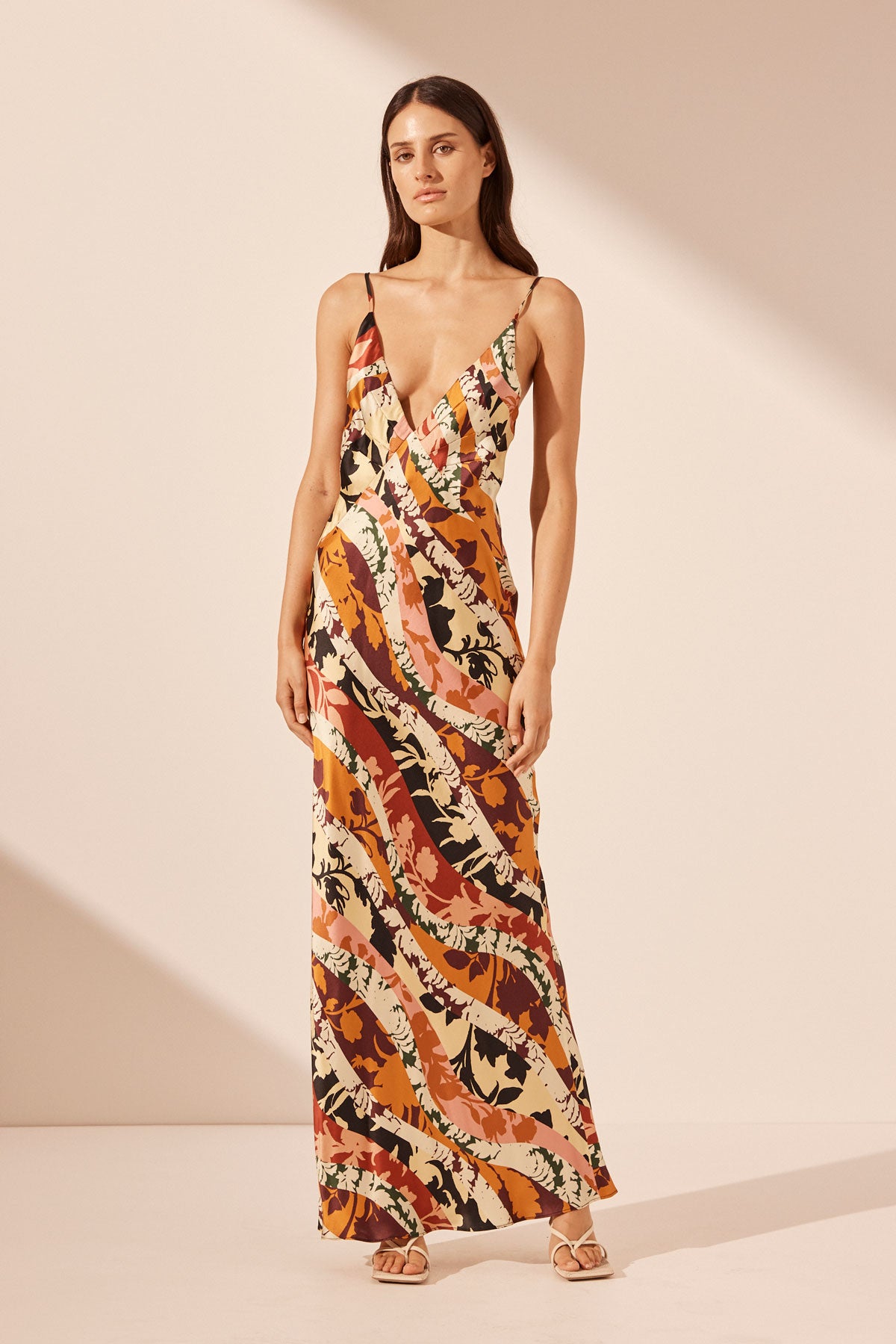 CIELO SILK PLUNGED MAXI DRESS