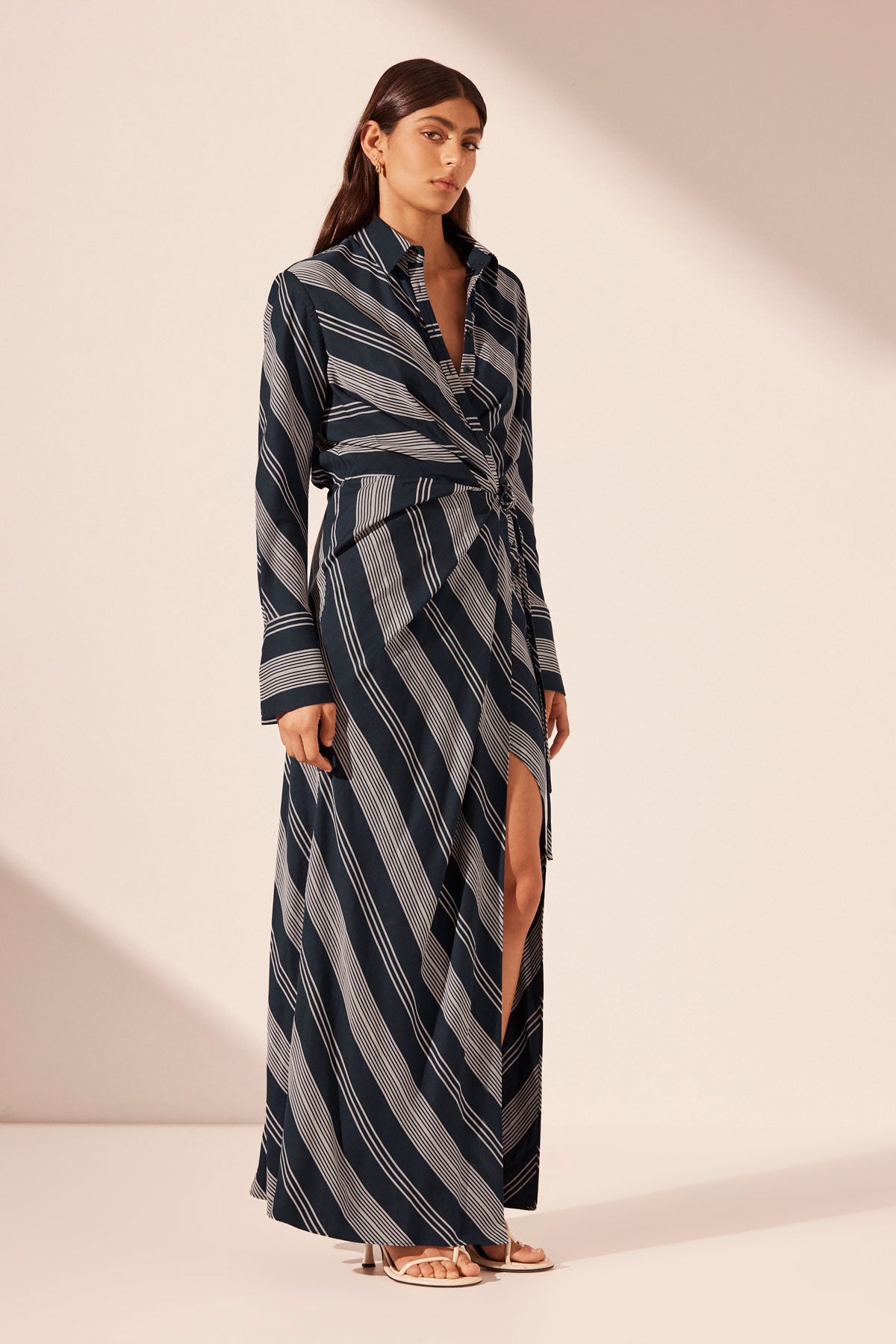 HARLOW DRAPED SHIRT MAXI DRESS