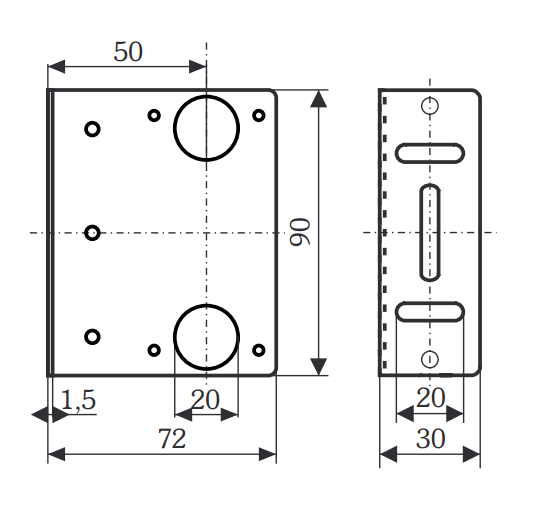 HW-LS Bracket Dimensions