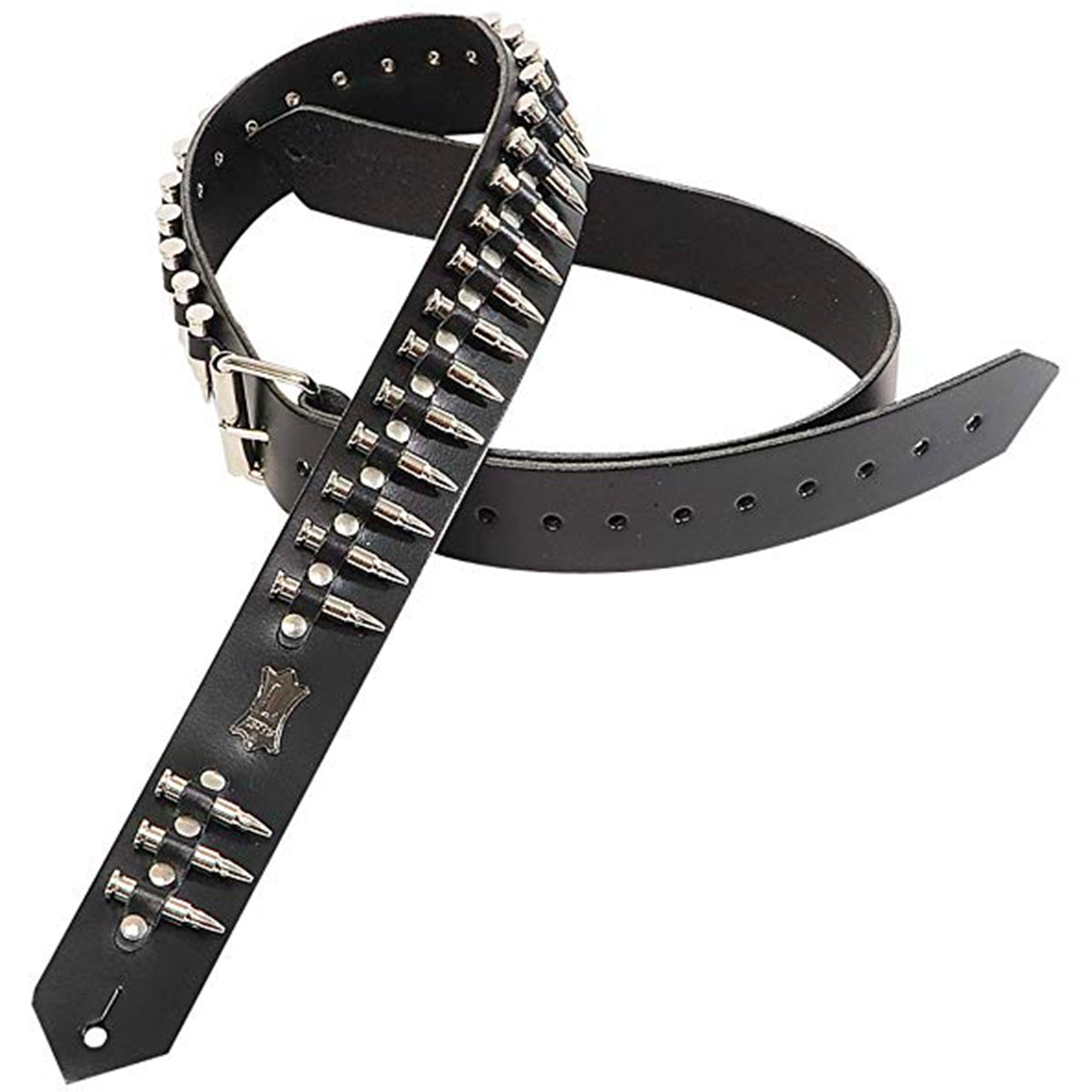 Levy's PM28-2B-BLK Genuine Leather Guitar Strap With Fake Bullets ...