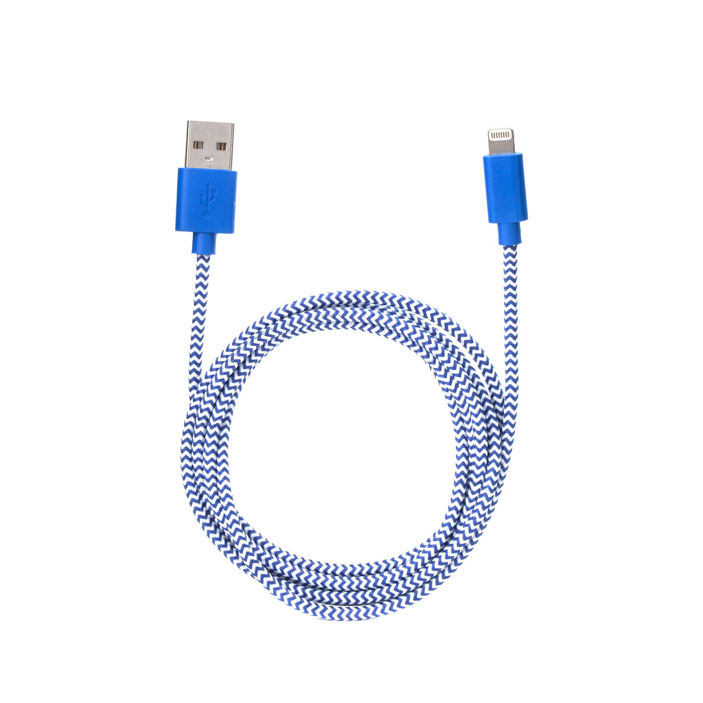 iPhone Lightning Blue Cotton Braided Charging Cable — Kikkerland Design Inc