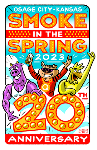 Smoke In The Spring barbecue festival logo.