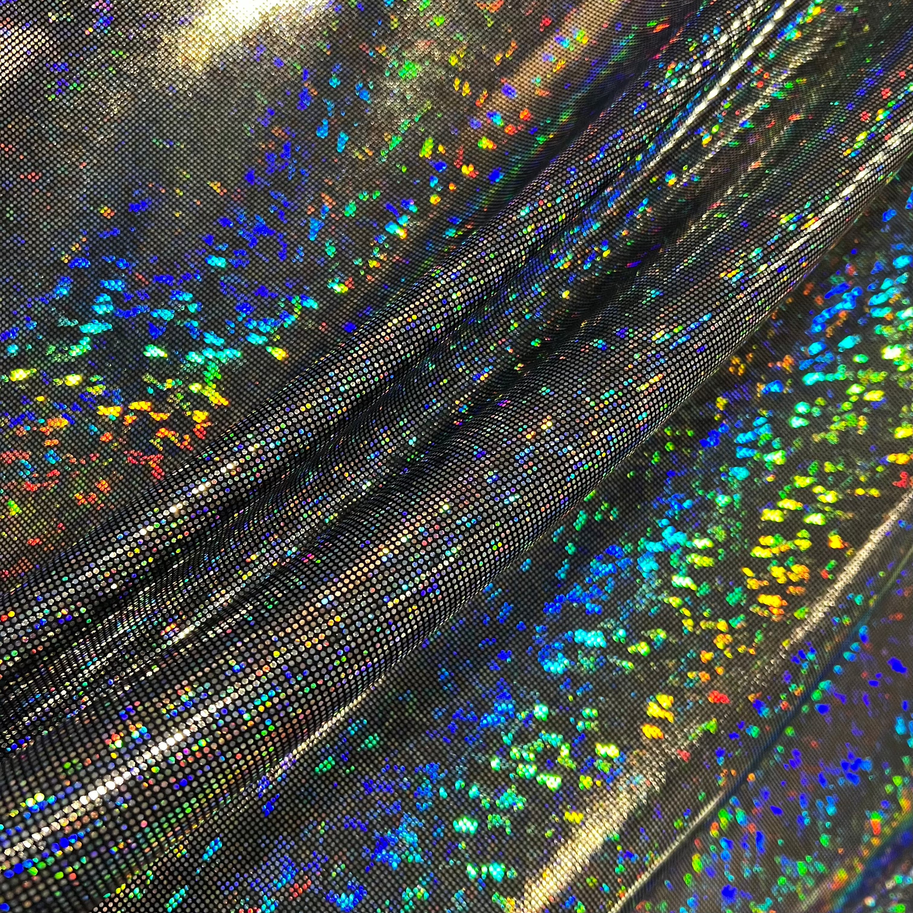 Silver Kaleidoscope Holographic Stretch Fabric