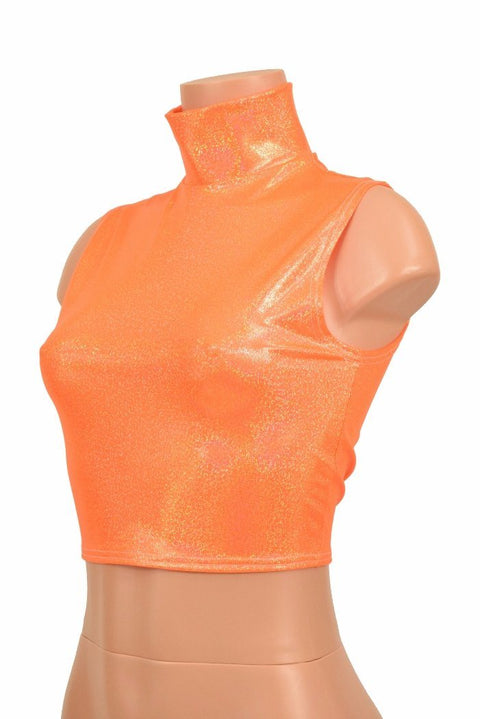 Orange Sparkly Jewel One Shoulder Crop Top