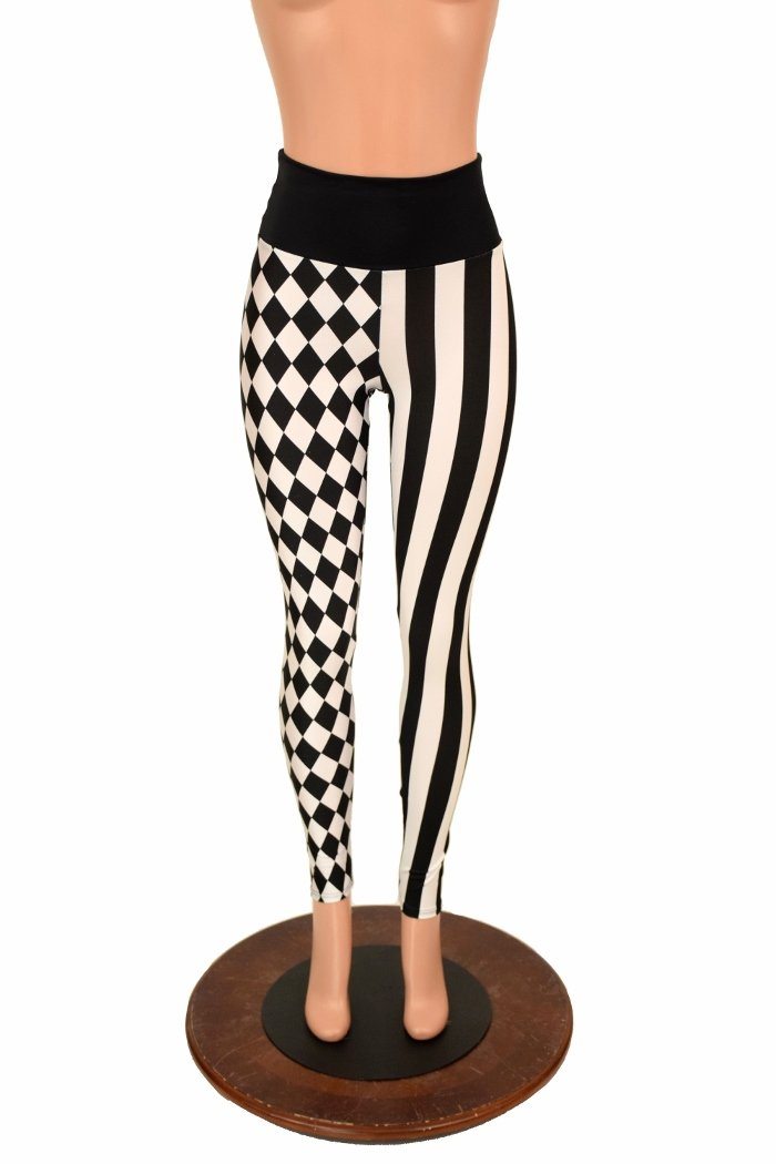 Buy Black White Checkerboard Workout Leggings Women Yin Yang Checkered  Check Running Yoga Pants Online in India - Etsy