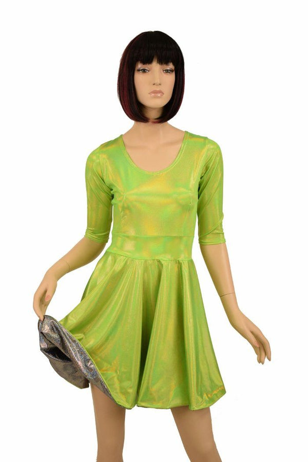 neon green skater dress