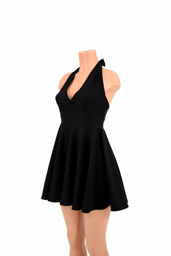 black halter skater dress