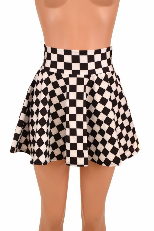 Black \u0026 White Checkered Mini Rave Skirt 