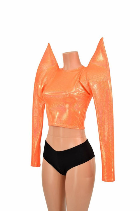 Orange Sparkly Jewel One Shoulder Crop Top