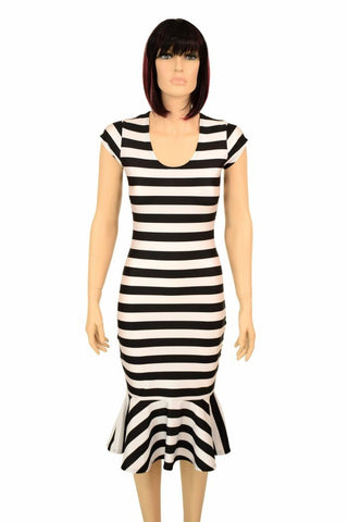 black and white wiggle dress