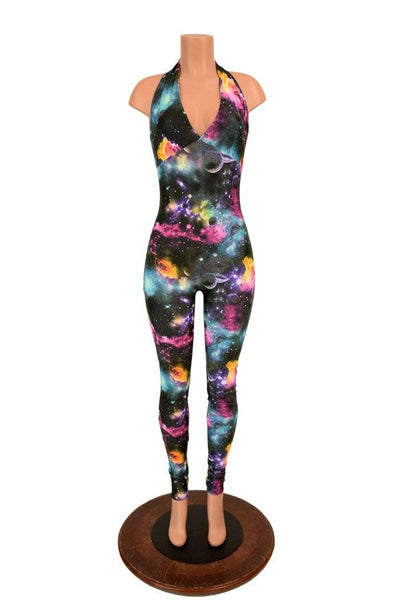 UV Glow Galaxy Print Halter Catsuit – Coquetry Clothing