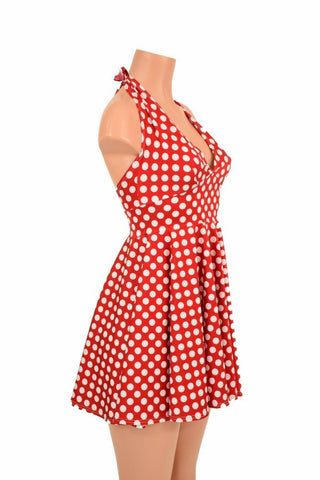 red and white polka dress