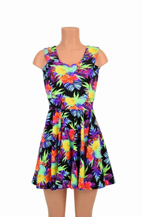 UV Glow Sonic Bloom Tank Skater Dress | Coquetry Clothing