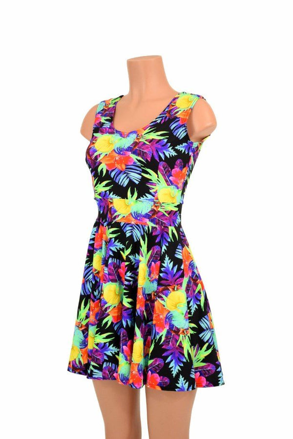 UV Glow Sonic Bloom Tank Skater Dress | Coquetry Clothing