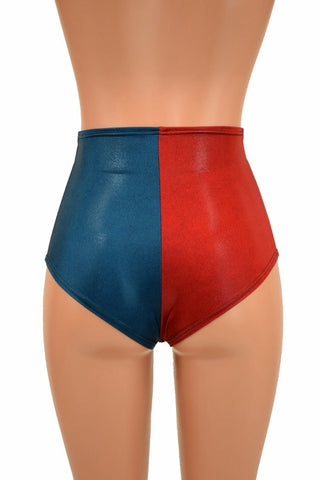 red and blue hot pants