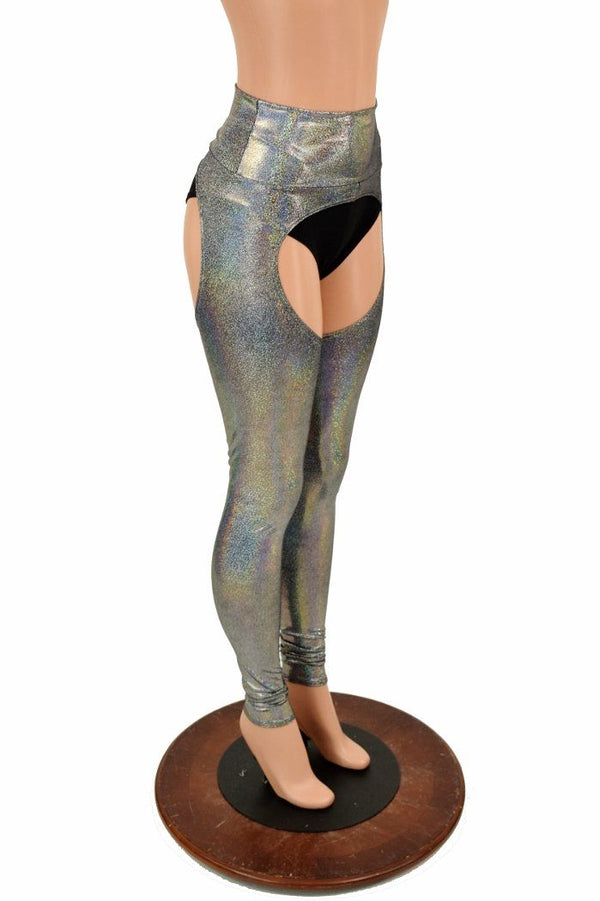 Silver Holographic Chaps - Coquetry Clothing