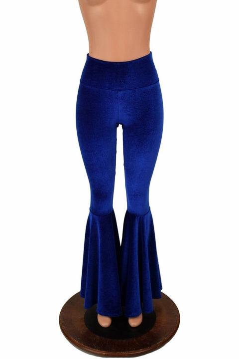 Royal Blue Velvet High Waist Bell Bottoms Women// Leggings//festival  Pant//flare Pant//plus Size Clothing//fall Trend//back to School 