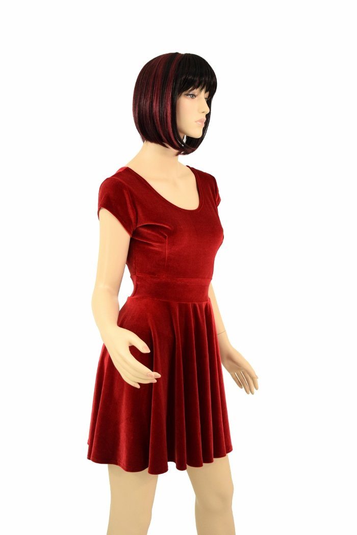 Red Velvet Skater Dress Coquetry Clothing 5917