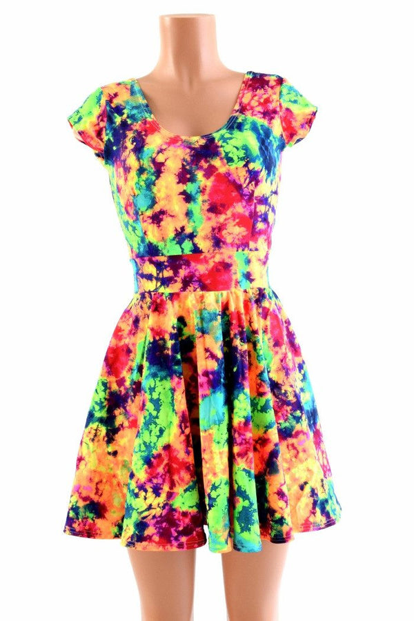 Acid Splash UV Glow Skater Dress | Coquetry Clothing