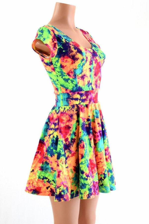 Acid Splash UV Glow Skater Dress | Coquetry Clothing