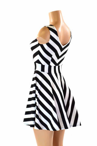 black and white striped skater dress