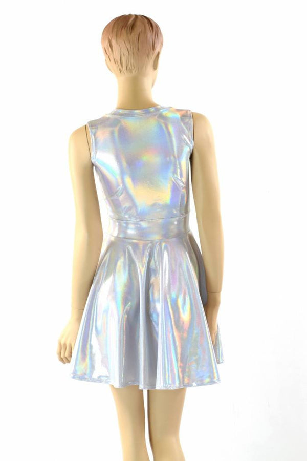 Holographic V Neck Skater Dress | Coquetry Clothing