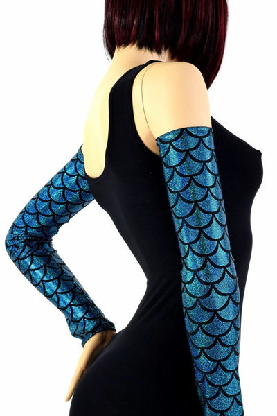 Turquoise Dragon Scale Mermaid Arm Warmer Sleeves – Coquetry Clothing