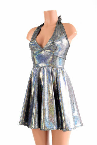 halter silver dress