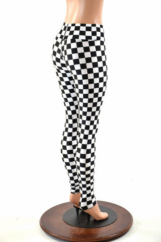 black and white checkered leggings plus size
