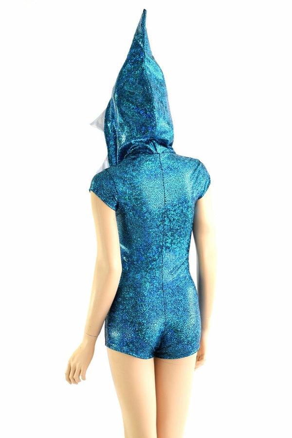 Turquoise Shark Hoodie Romper - Coquetry Clothing