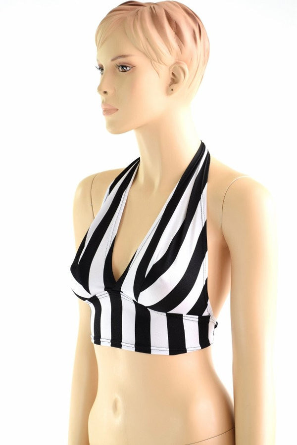 black and white striped halter top