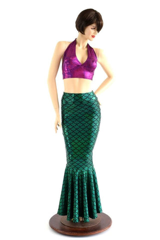 2PC Mermaid Skirt & Fuchsia Halter Set – Coquetry Clothing