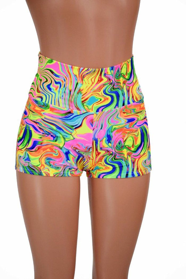 neon high waisted shorts