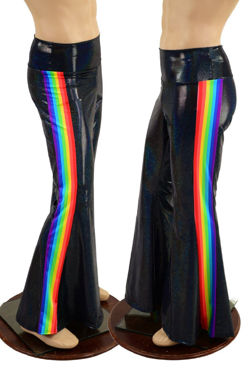 NEW Black Rainbow Bell Bottoms, Flared Pants, Retro Bell Bottoms