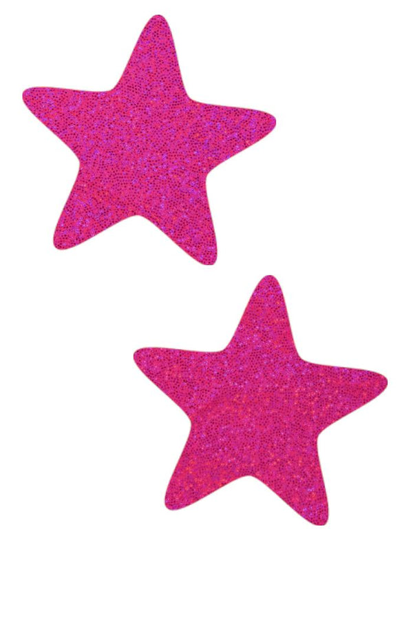 glow glitter stars pink